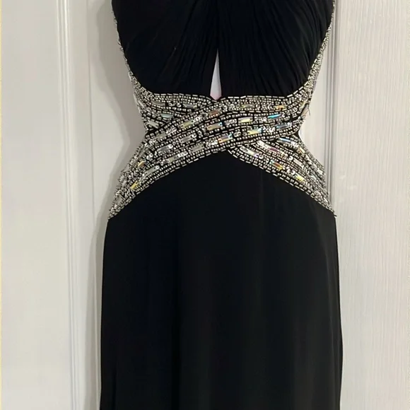 Adam Black Backless Halter Gown - Picture 3 of 9